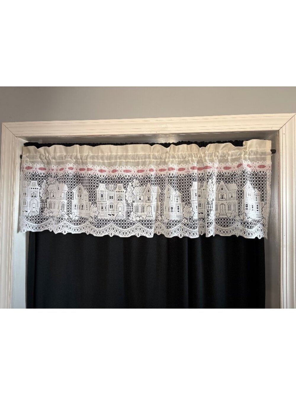White Cotton Lace Curtain Valance Victorian House Design 54"W x 15"L Charming